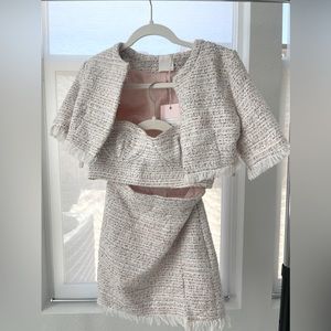 MESHKI X AMBER SCHOLL GABRIELLE TWEED SET SMALL EXTRA SMALL